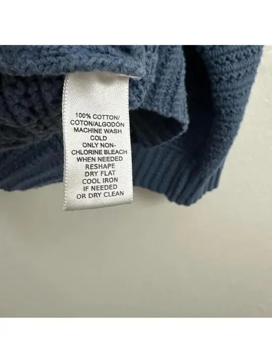 LOFT Women’s Chunky Blue Knit V Neck Sweater Size M - Picture 4 of 5